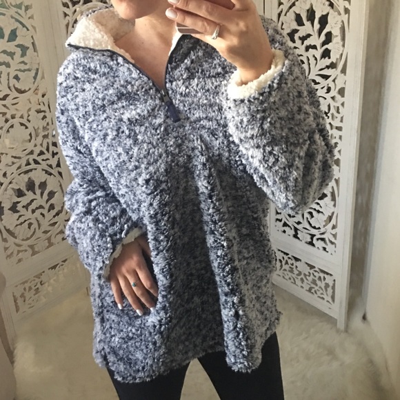Two Tone Fuzzy Pullover Sweater - Picture 2 of 10